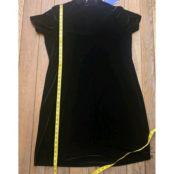 Susan Graver Style Women's L Black Velvet Short Sleeve Mockneck Midi Dress - Picture 12 of 15